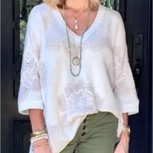 CAbi White V-Neck Sweater